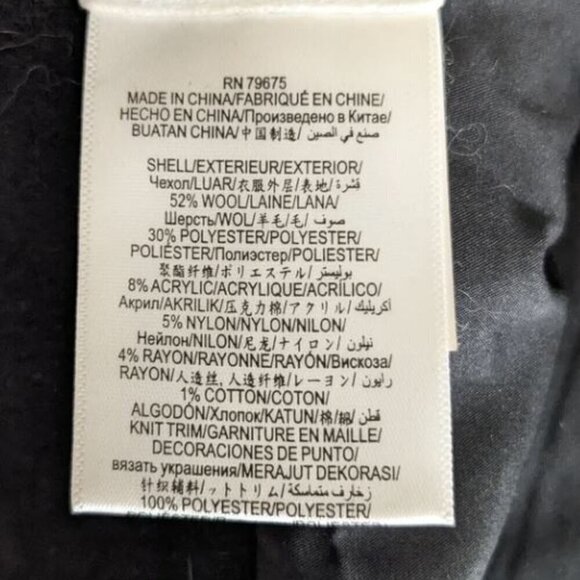 BCBGMAXAZRIA Womens Burgundy Wool Blend Pockets Asymmetric Zip Coat Size M - Picture 4 of 4